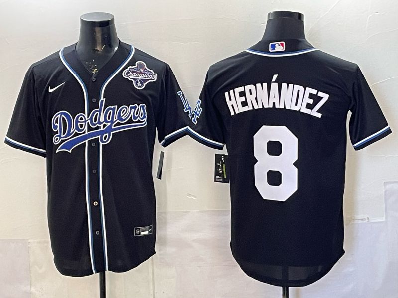 Men 2026 Nike Los Angeles Dodgers #8 Hernandez Black Game MLB Jersey 03